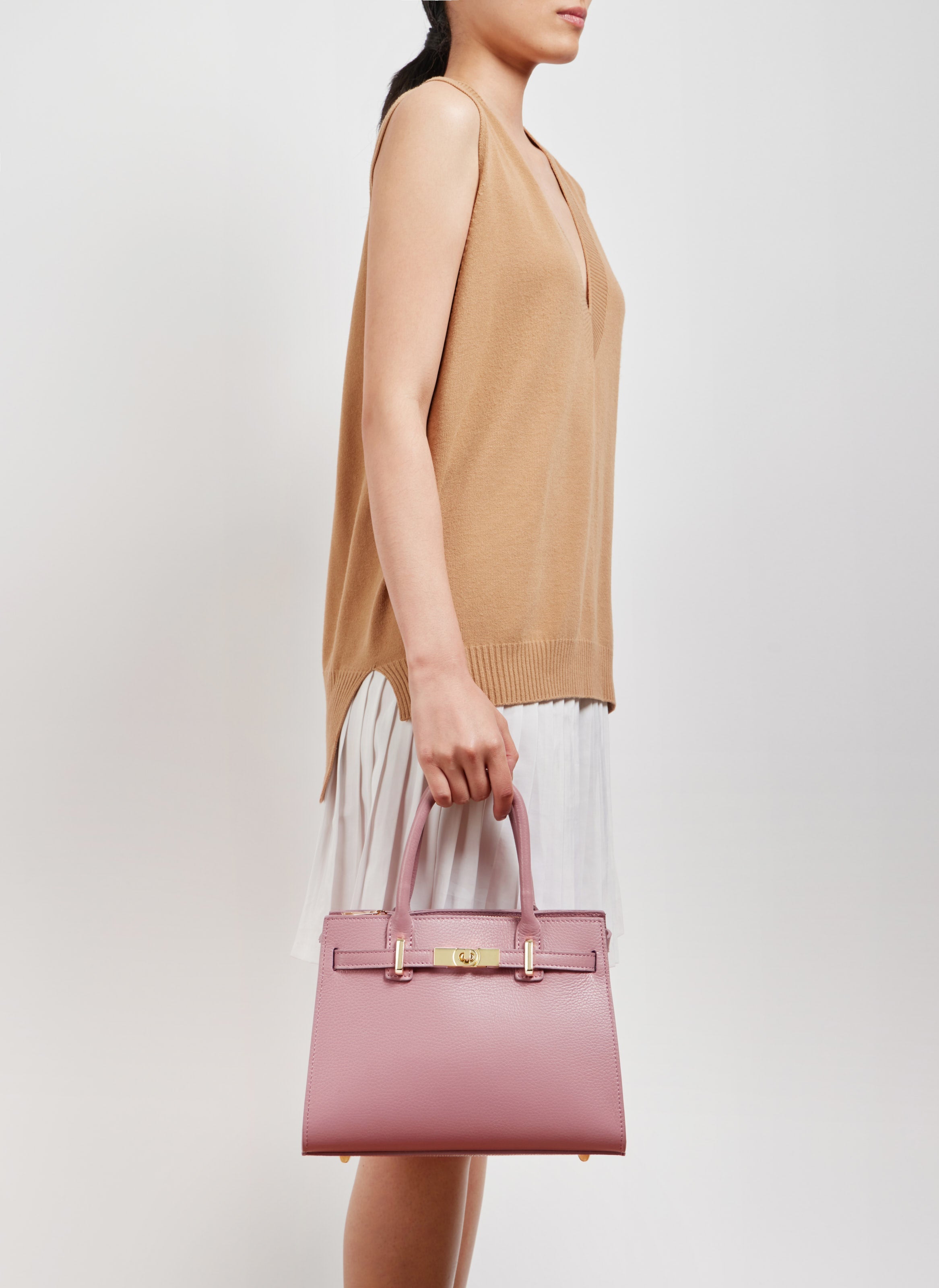 Torebka Grace z prawdziwej skóry Togo Róż Antyczny