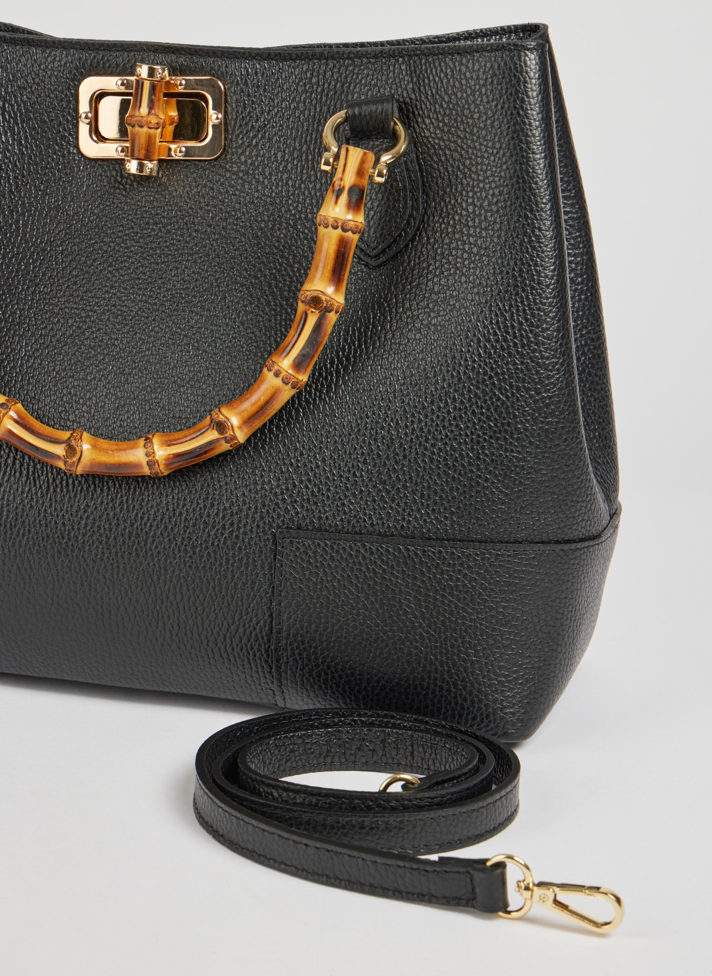 Torebka Bamboo Babe ze skóry Dollaro czarna