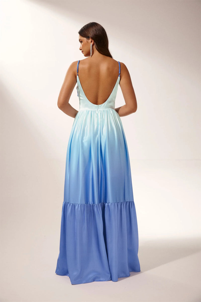 Sukienka Maxi Slip z Wycięciem Ethel w Gradient