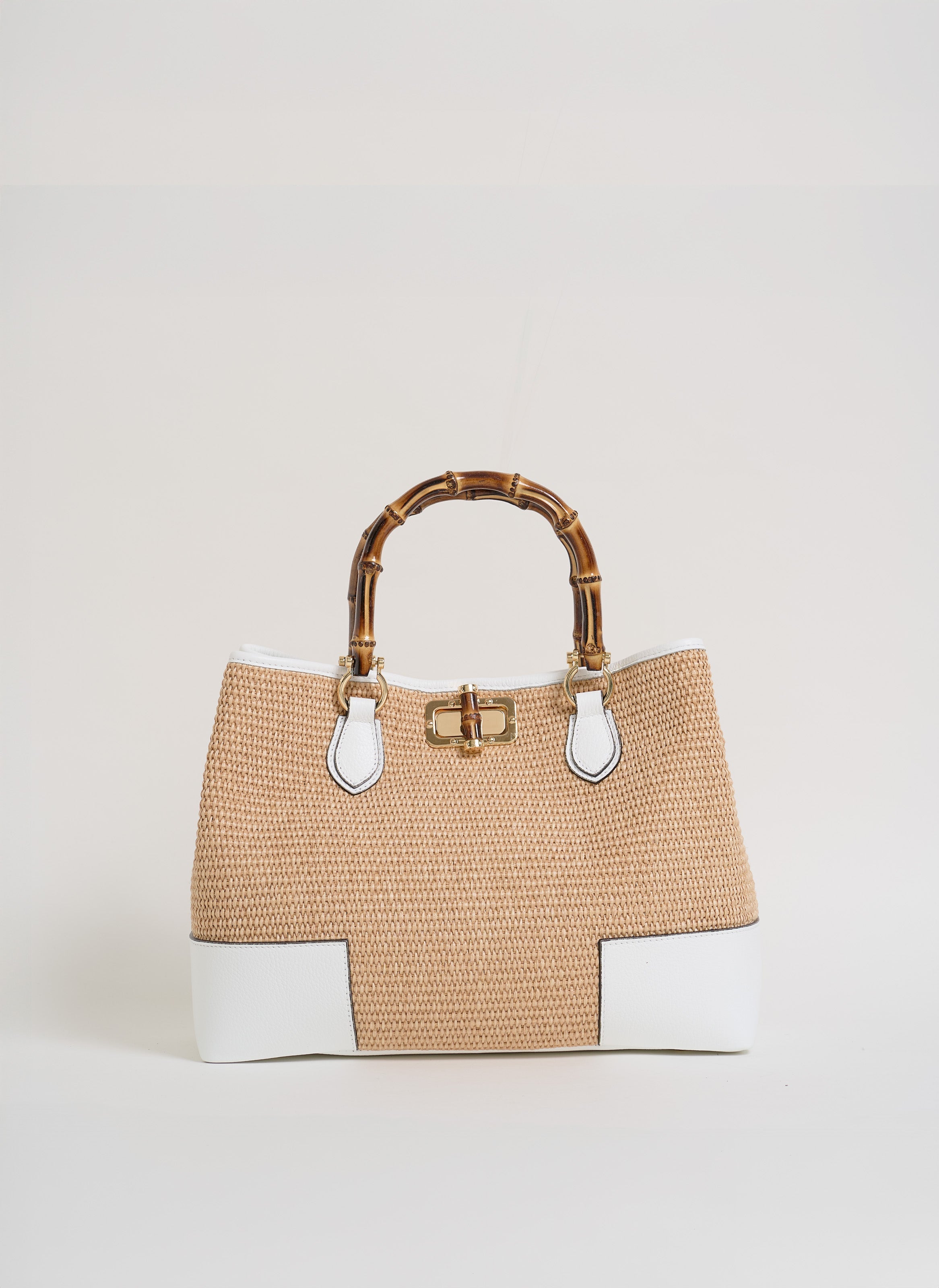 Torba Bamboo Babe ze skóry i rafii białej