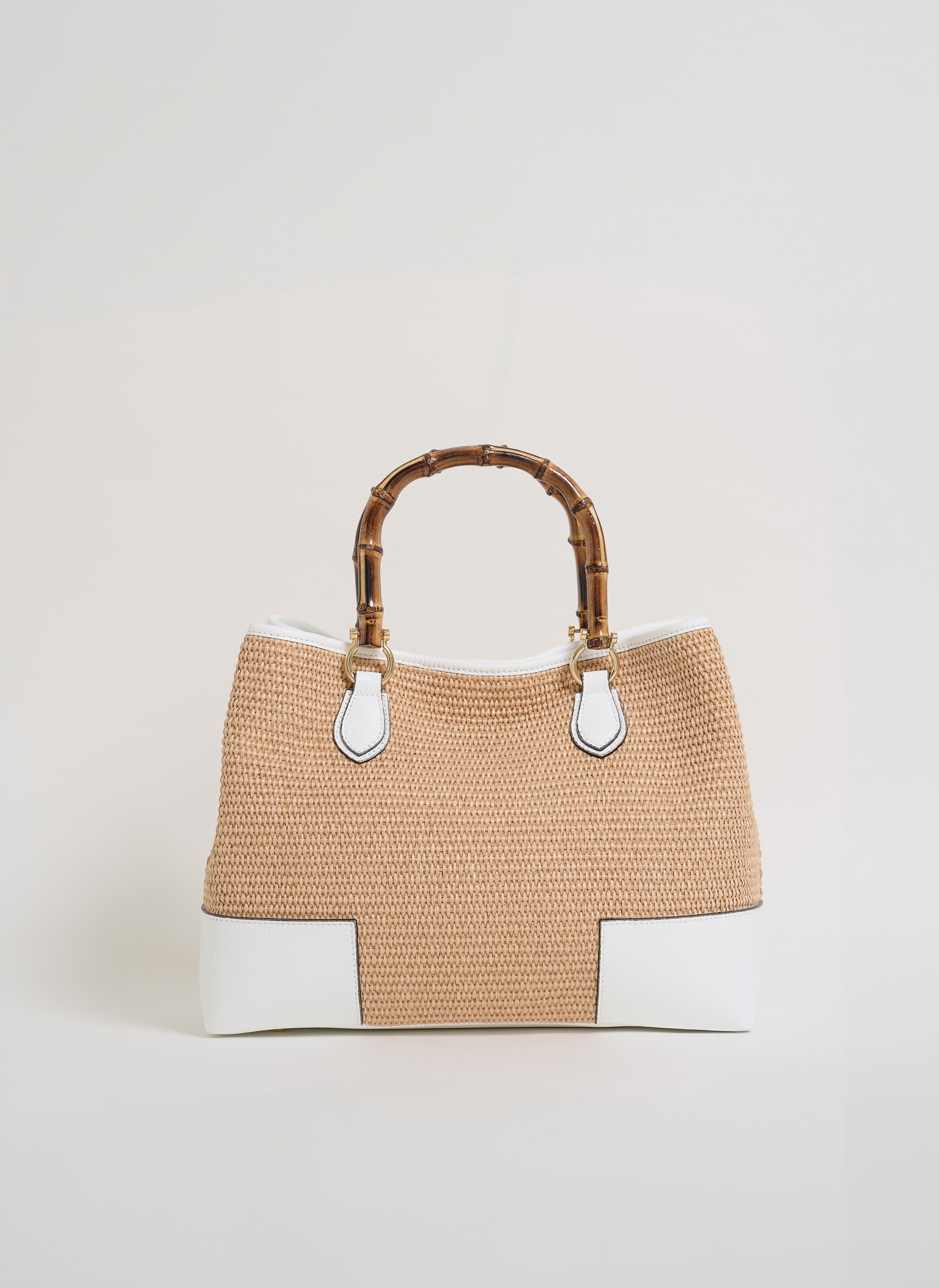 Torba Bamboo Babe ze skóry i rafii białej