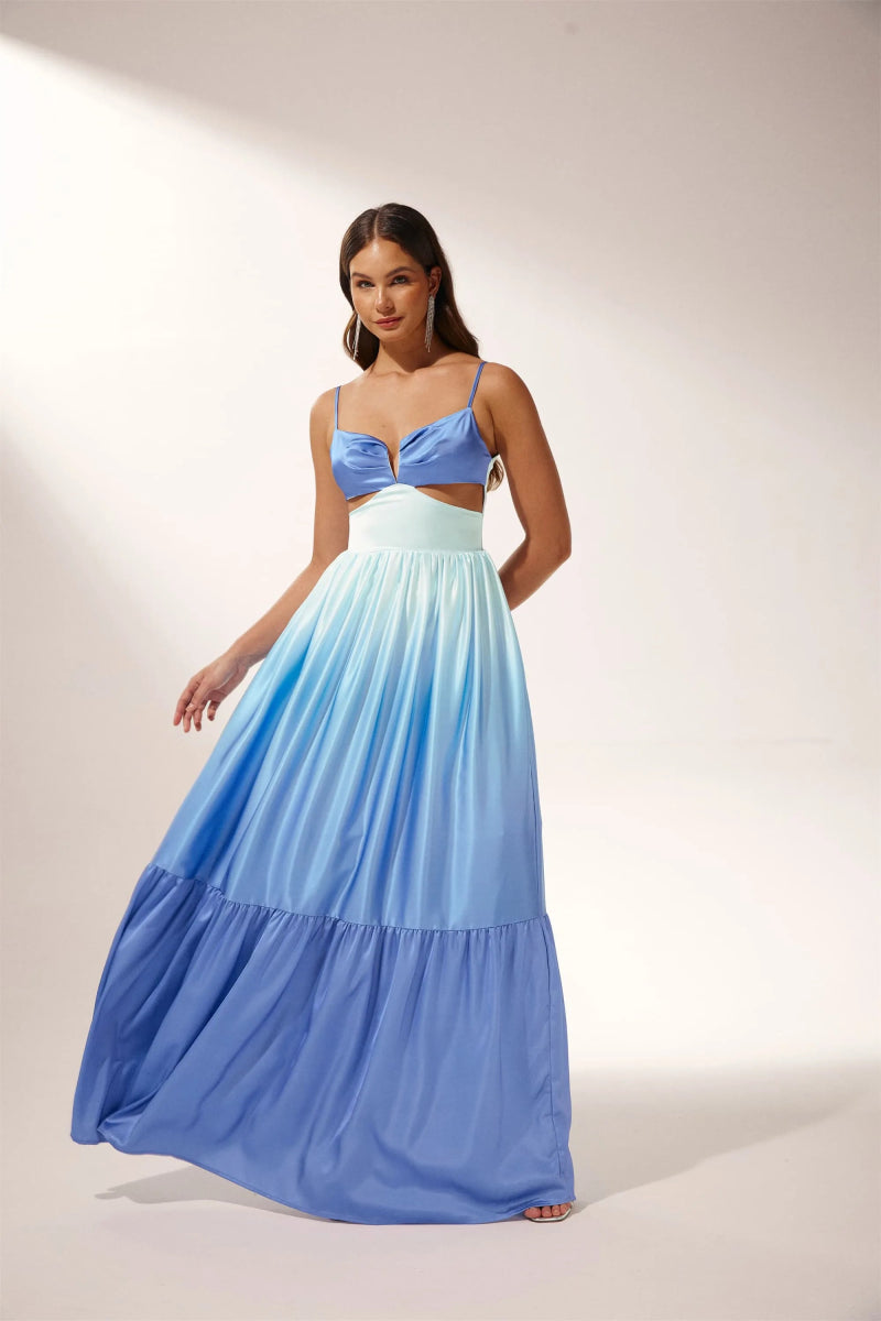 Sukienka Maxi Slip z Wycięciem Ethel w Gradient
