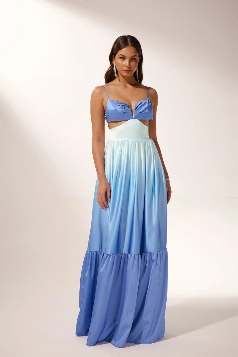 Sukienka Maxi Slip z Wycięciem Ethel w Gradient